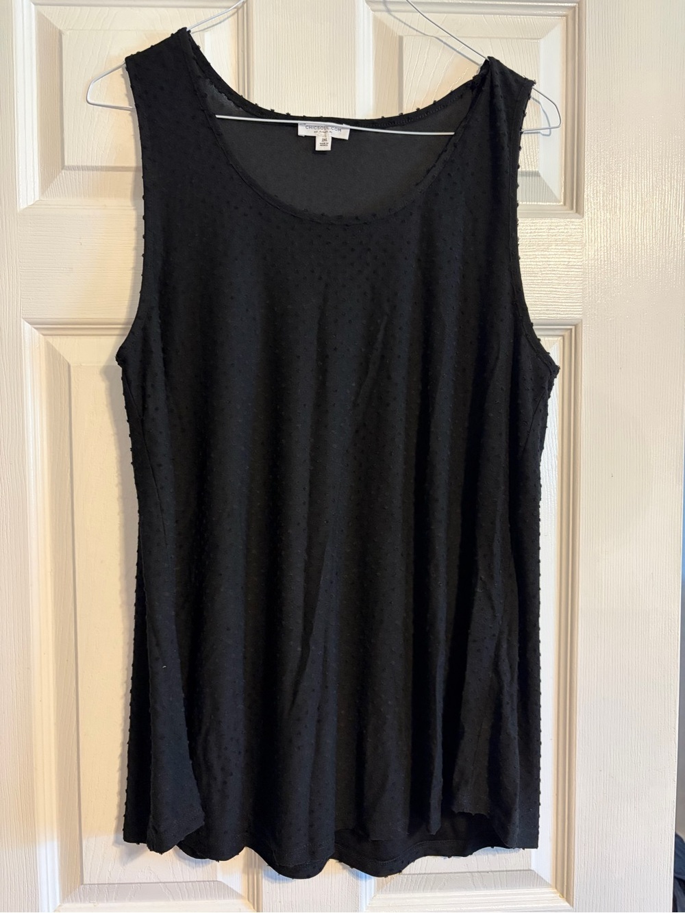 NWOT Chic Soul 2X Black Swiss Dot Tank Top Plus Size Tunic